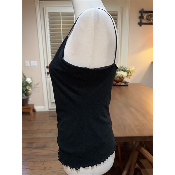 Vintage Y2K Charlotte Russe Black Cami Top Glitter Heart Lettuce Hem L Coquette - Picture 9 of 10